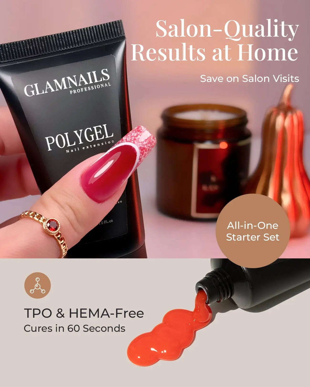Glamnailsprofessional Santé & beauté > Soin des ongles > Gel pour ongles Polygel Starterset | 1+1 Couleurs Gratuites